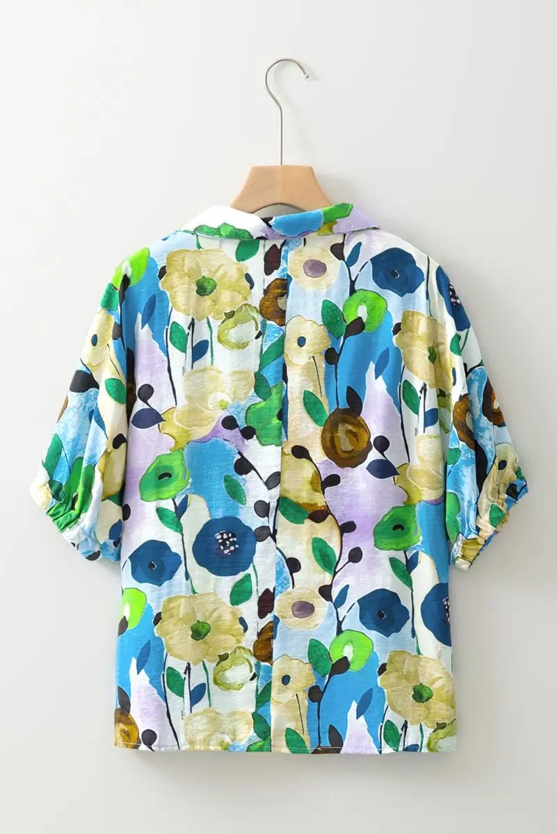 Accessories Love Salve Blue Floral Women's Top Daily Southern Belle Blouse Cute, Summer Ready