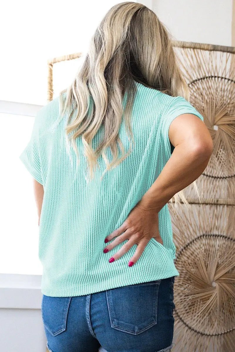Plus Size T-Shirt - Ribbed Knit - Pocket Detail Everyday