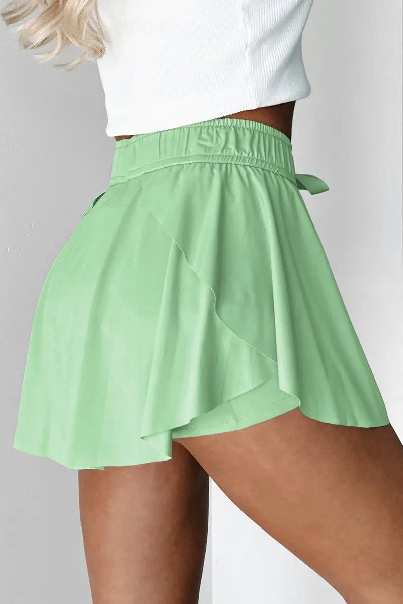 Activewear Love Salve Green Tennis Skort Women's Daily Wear Active Skirt Comfortable, High Waist