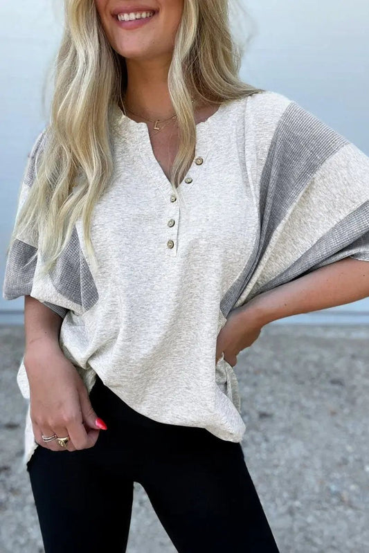 Suéteres Love Salve Top de punto gofre gris casual de verano para mujer - Suave y cómodo