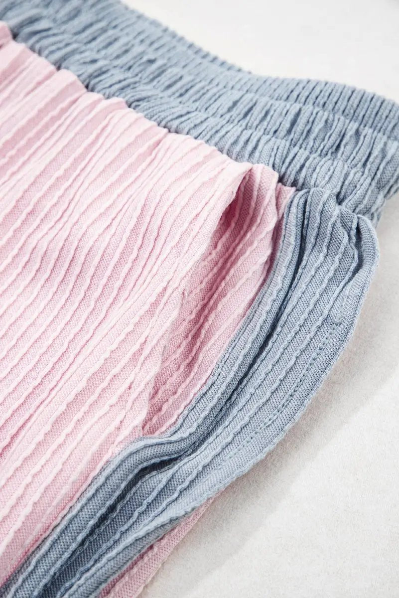 Sweaters Love Salve Pink Corded Set Women's Daily Wear Outfit Boxy Top & Shorts, Comfy