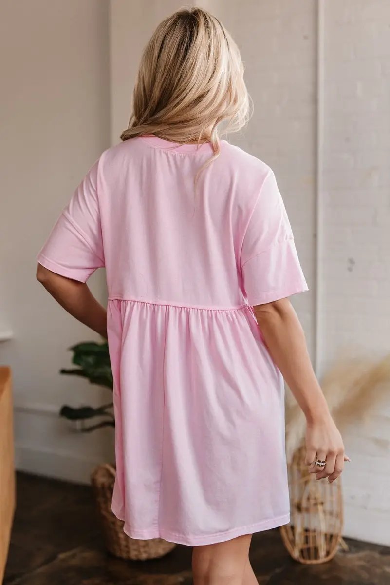 Women's Mini Babydoll Dress Mini Babydoll Dress - Pocketed Raw Edge - Daily Wear