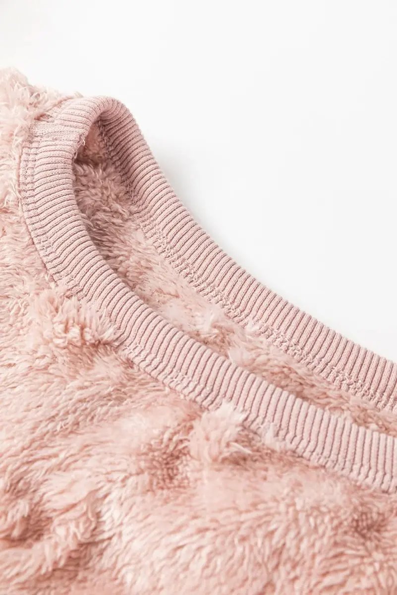 Accessories Love Salve Pink Leopard Fleece Women's Lounge Set Home Casual Two-Piece Cozy Soft