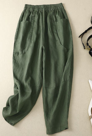 Linen Wide-Leg Harem Pants for Women - # GIAA23410048