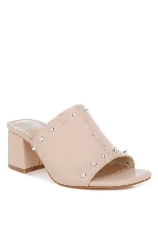 Zapatos Rag Company Lomela Mules con tacón de bloque y adornos de tachuelas para uso informal