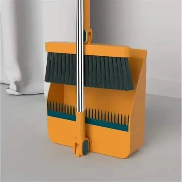 Long Handle Rotating Broom and Dustpan Set with Comb Tooth