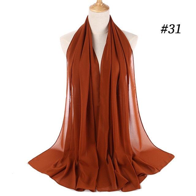 Long Lightweight Soft Solid Color Chiffon Scarfs Muslim Headscarf Hijab Scarf Shawls Wraps Hijab For Women 70*180cm