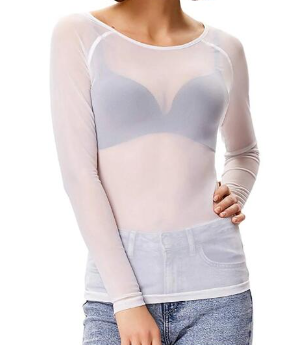 Long Sleeve Sheer Mesh Top for Women | One Piece -# GIAA23510044