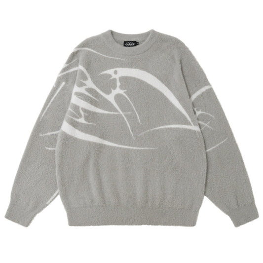 Loose Jacquard Round Neck Sweater | For Men - # BOAA13510049 & BOAA12510013