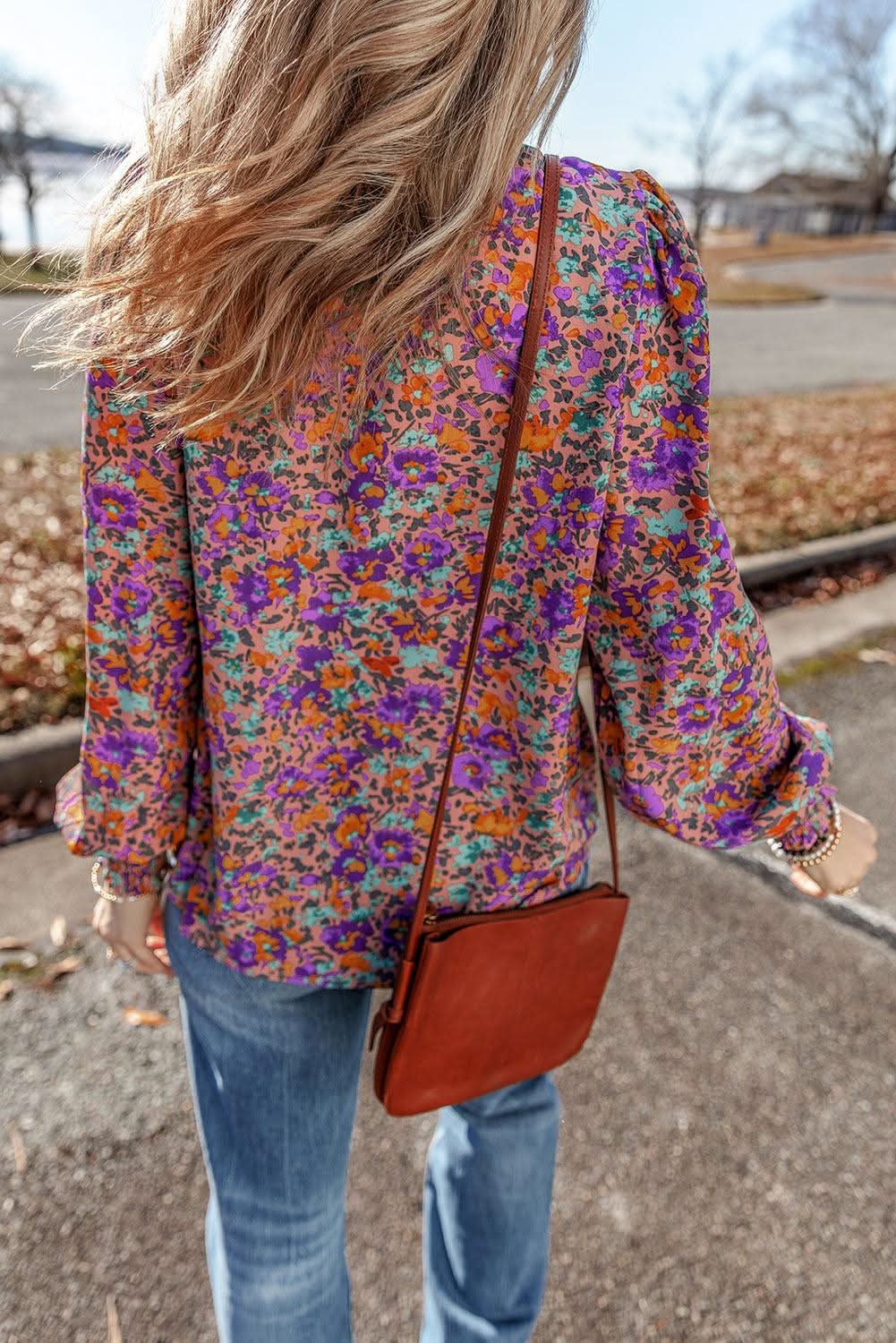 Accessories Love Salve Charming purple floral blouse