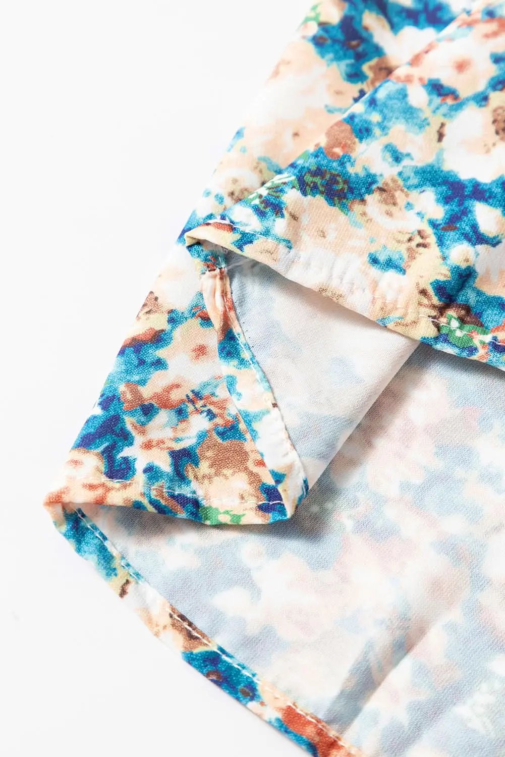 Accessories Love Salve Floral mock neck blouse - sky blue