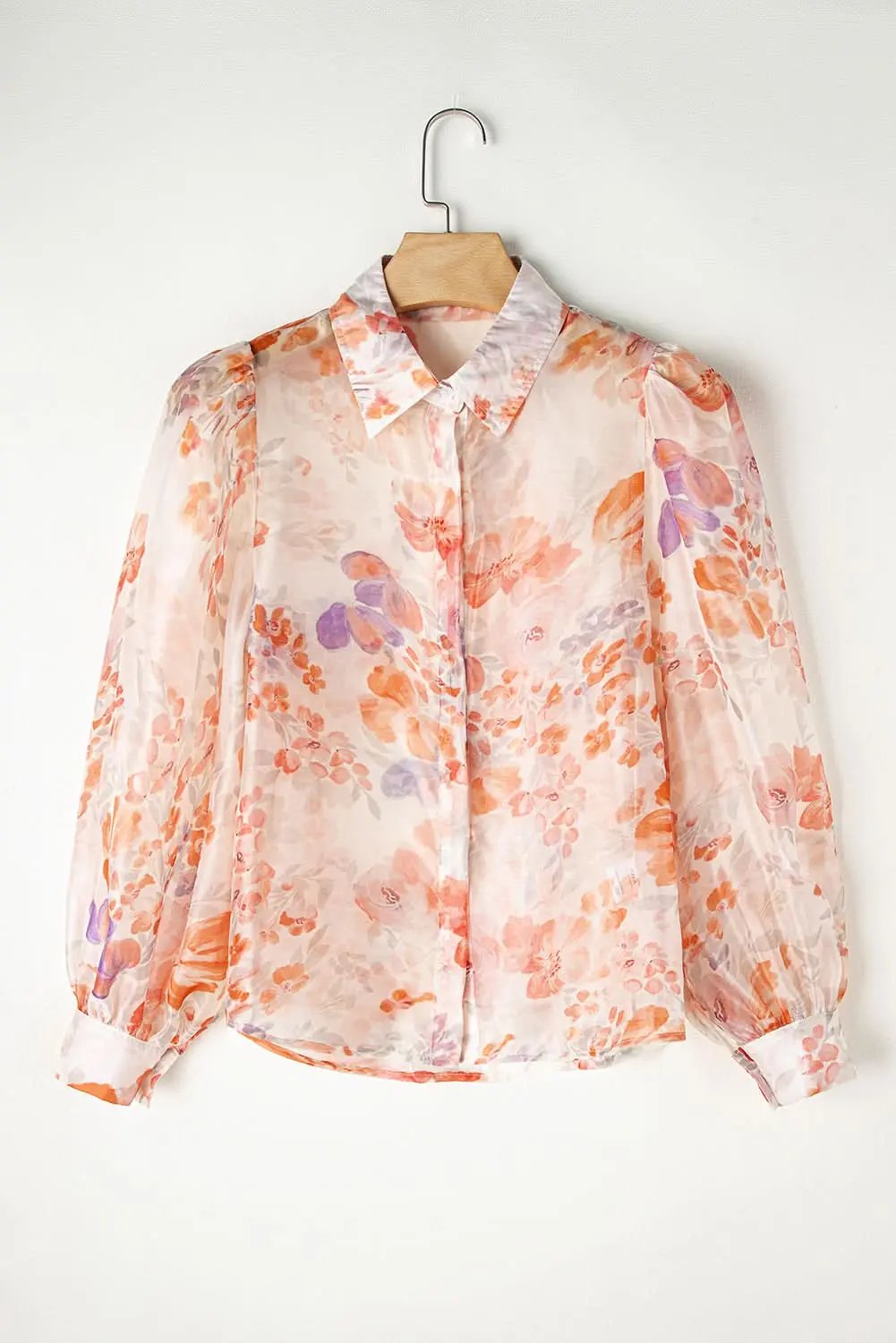Accessories Love Salve Floral balloon sleeve collared shirt