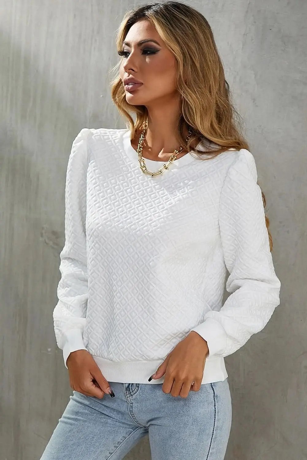 Pants Love Salve Elegant white puff sleeve top