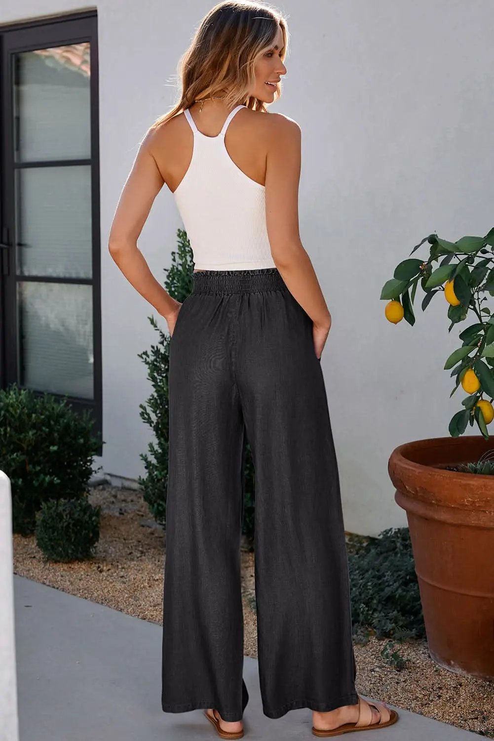 Women's Wide-Leg Jeans Jeans - Wide-Leg High Waist - Chic & Retro Casual