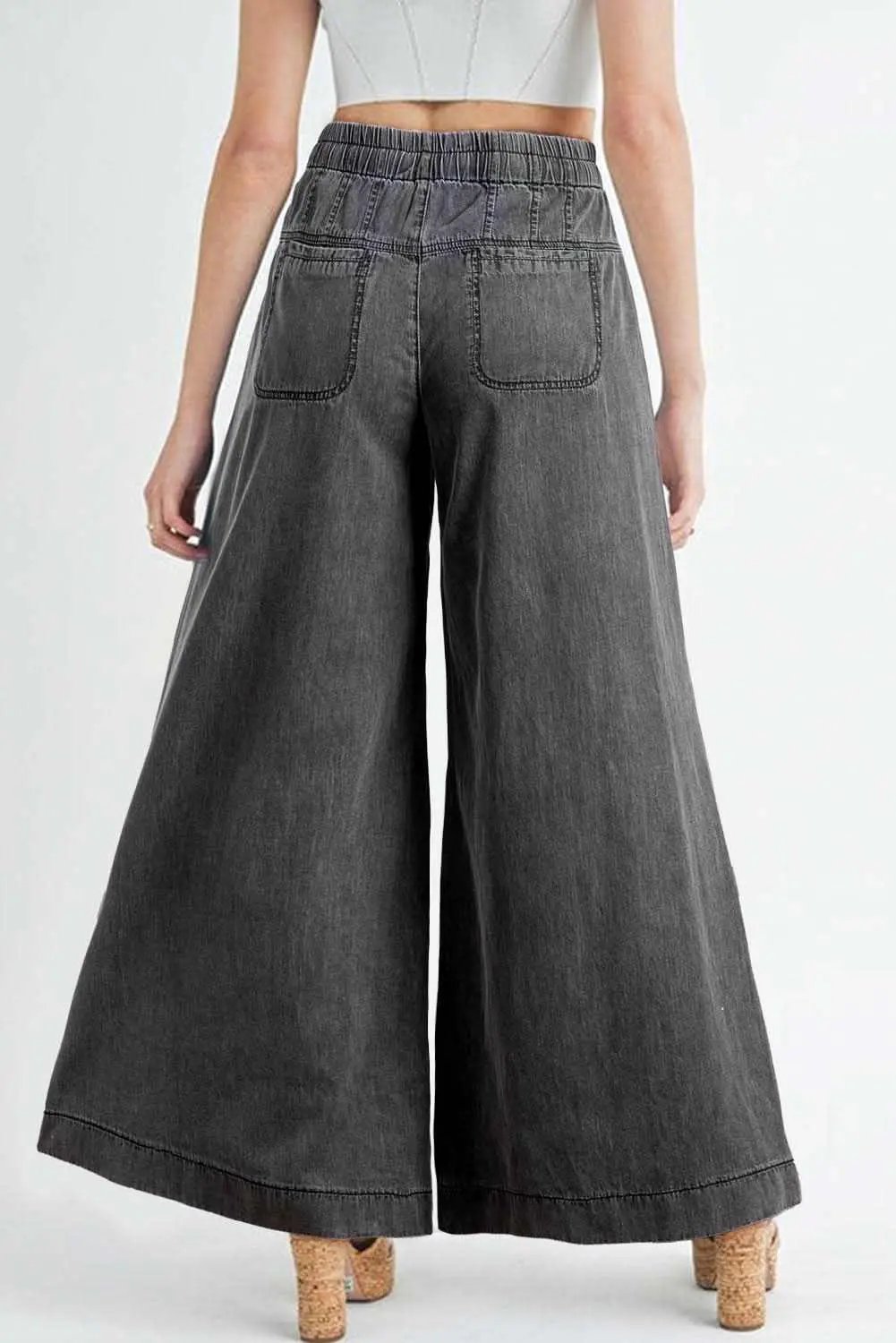 Accessories Love Salve Grey Wide Leg Jeans Women's Daily Denim High Waist, Comfy