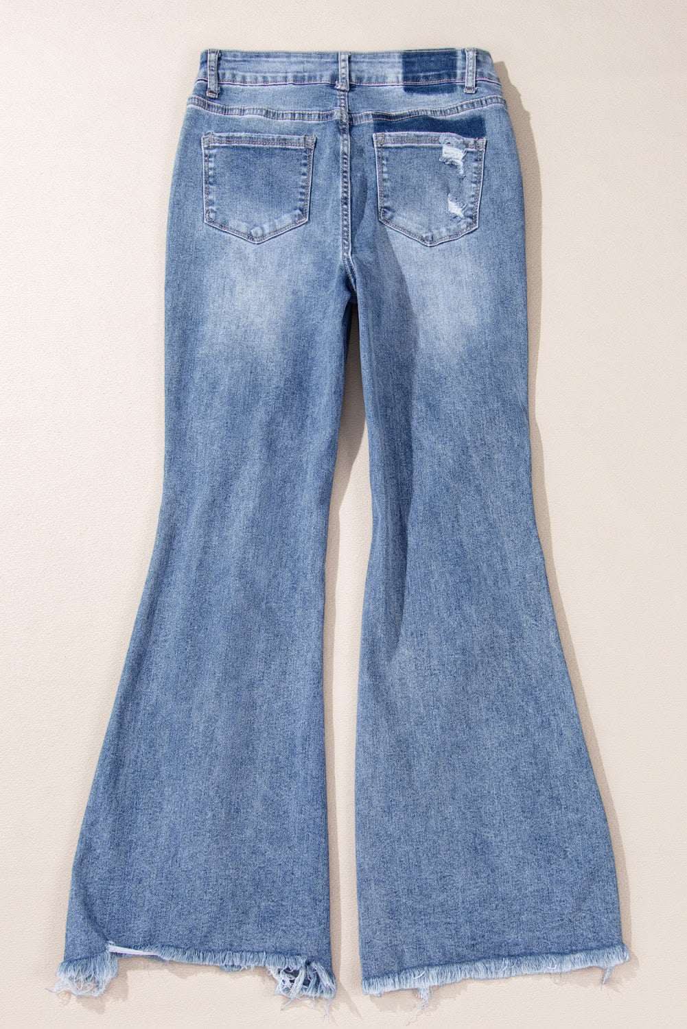Accessories Love Salve Dusk Blue Denim Jeans Women's Daily Flared Jeans High-Rise, Distressed