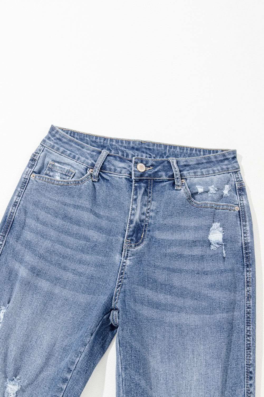 Accessories Love Salve Dusk Blue Denim Jeans Women's Daily Flared Jeans High-Rise, Distressed