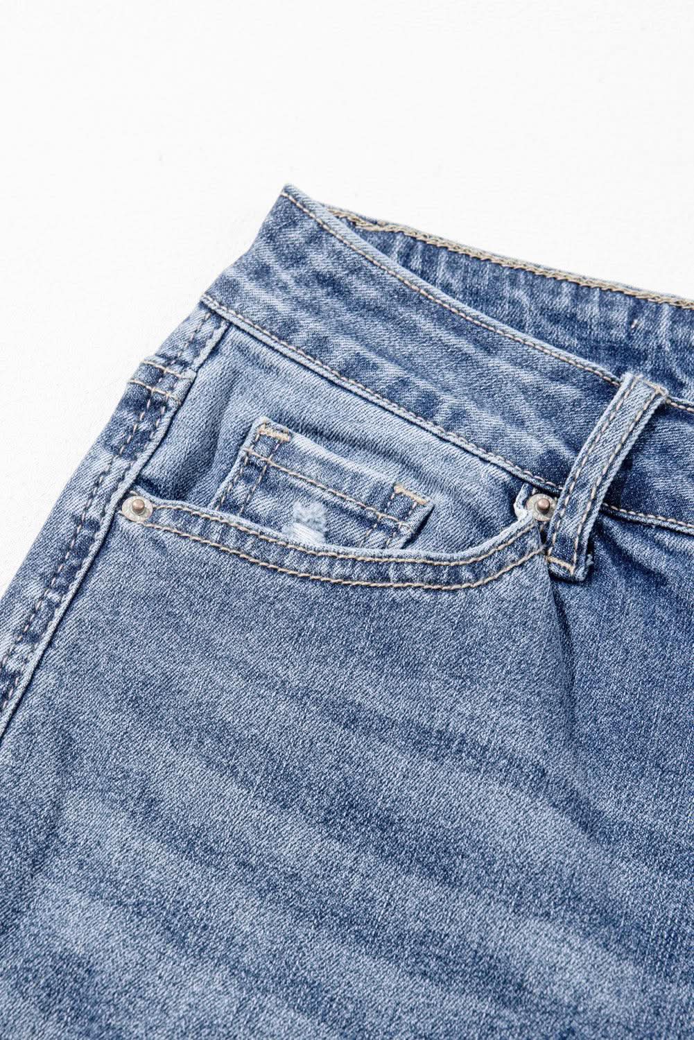 Accessories Love Salve Dusk Blue Denim Jeans Women's Daily Flared Jeans High-Rise, Distressed