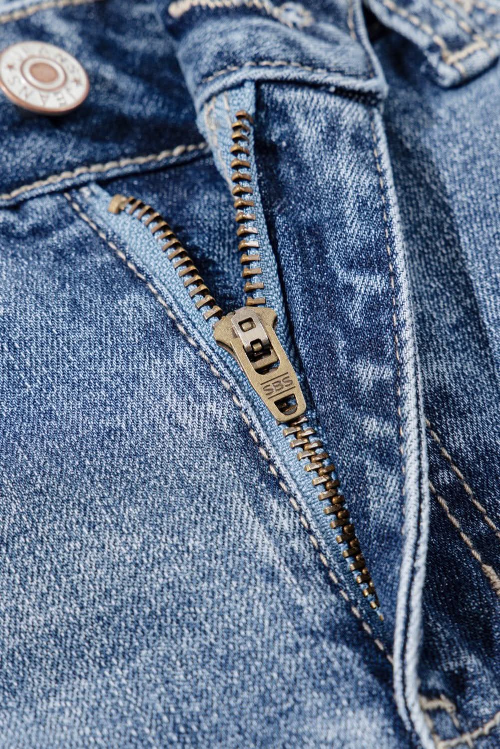 Accessories Love Salve Dusk Blue Denim Jeans Women's Daily Flared Jeans High-Rise, Distressed
