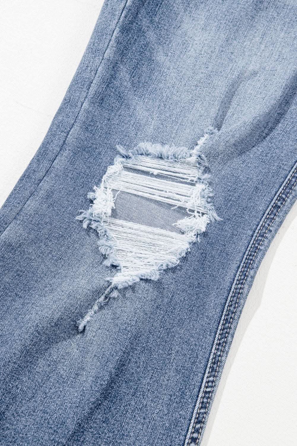 Accessories Love Salve Dusk Blue Denim Jeans Women's Daily Flared Jeans High-Rise, Distressed