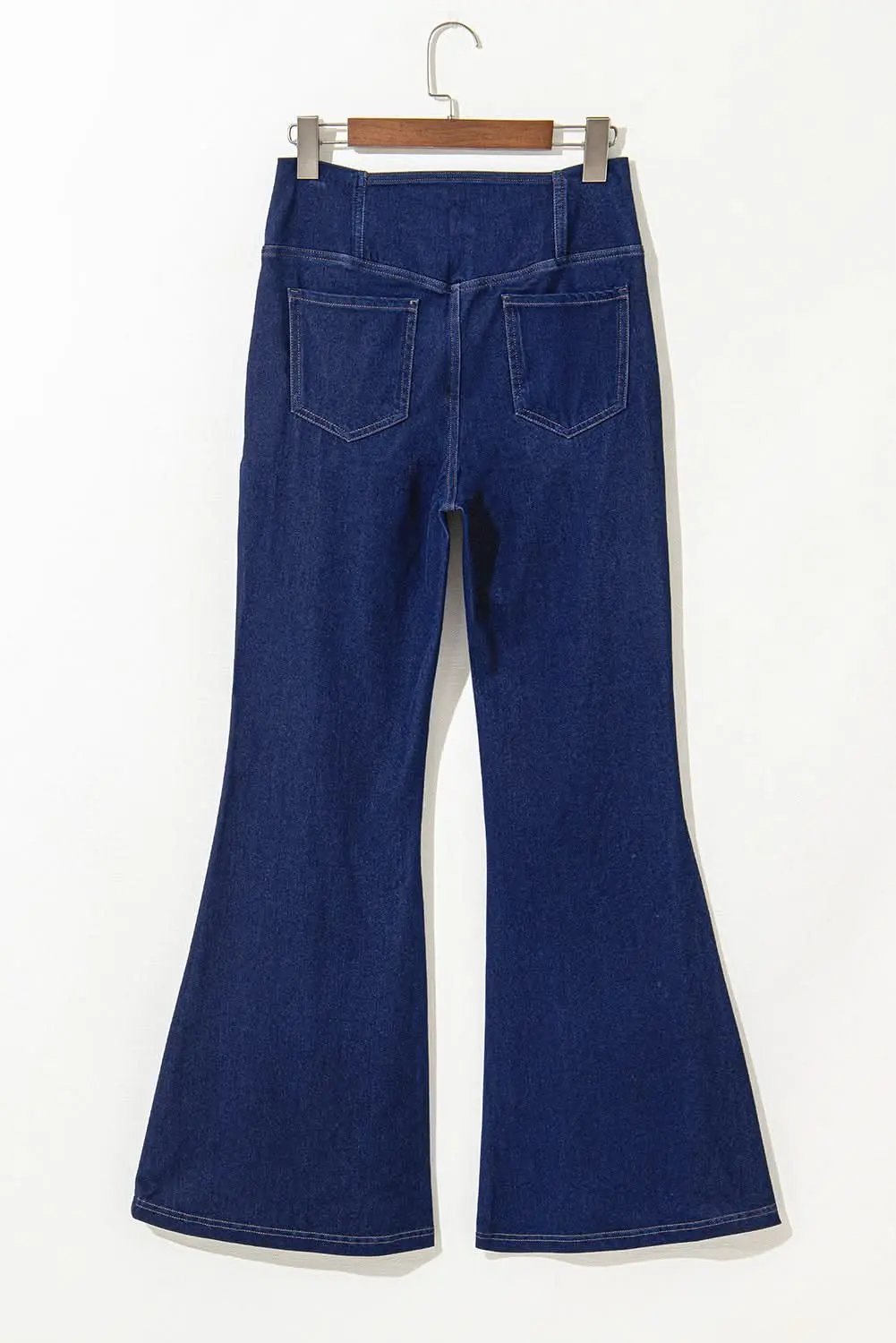 T-Shirts Love Salve Dusk Blue Denim Jeans Women's Daily Flare Pants Crossed Waist Modern