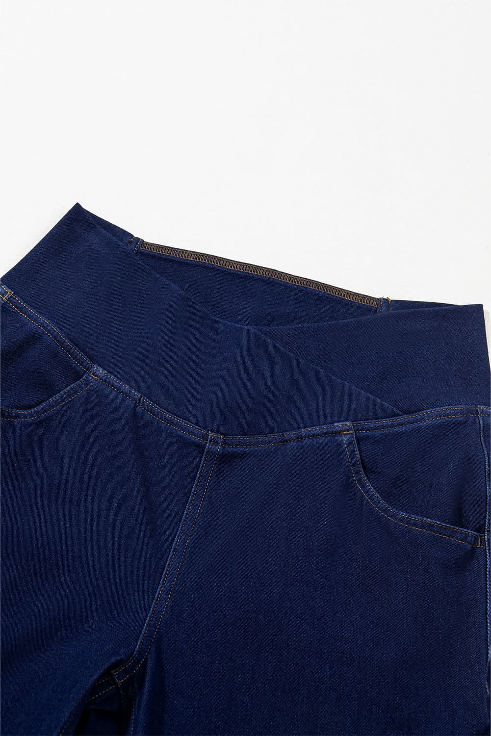 T-Shirts Love Salve Dusk Blue Denim Jeans Women's Daily Flare Pants Crossed Waist Modern
