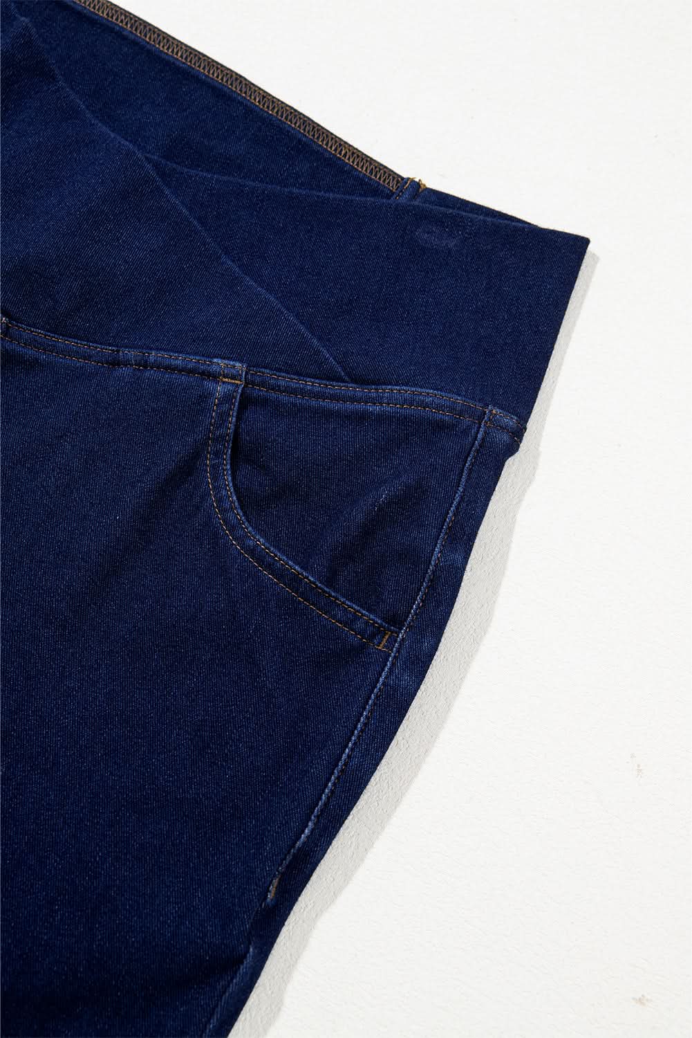 T-Shirts Love Salve Dusk Blue Denim Jeans Women's Daily Flare Pants Crossed Waist Modern