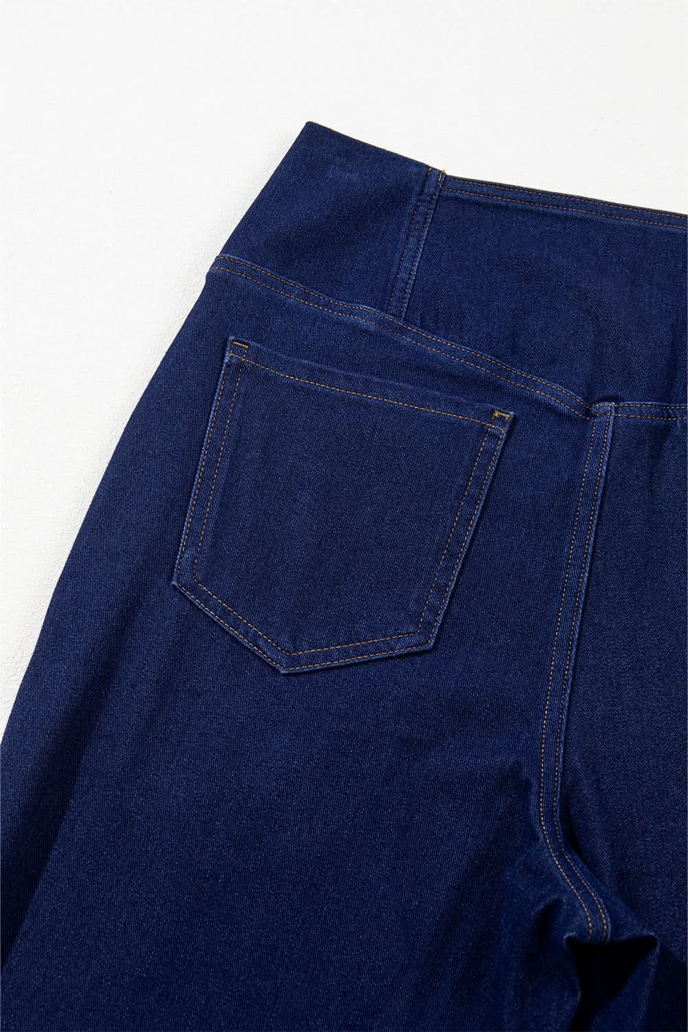 T-Shirts Love Salve Dusk Blue Denim Jeans Women's Daily Flare Pants Crossed Waist Modern