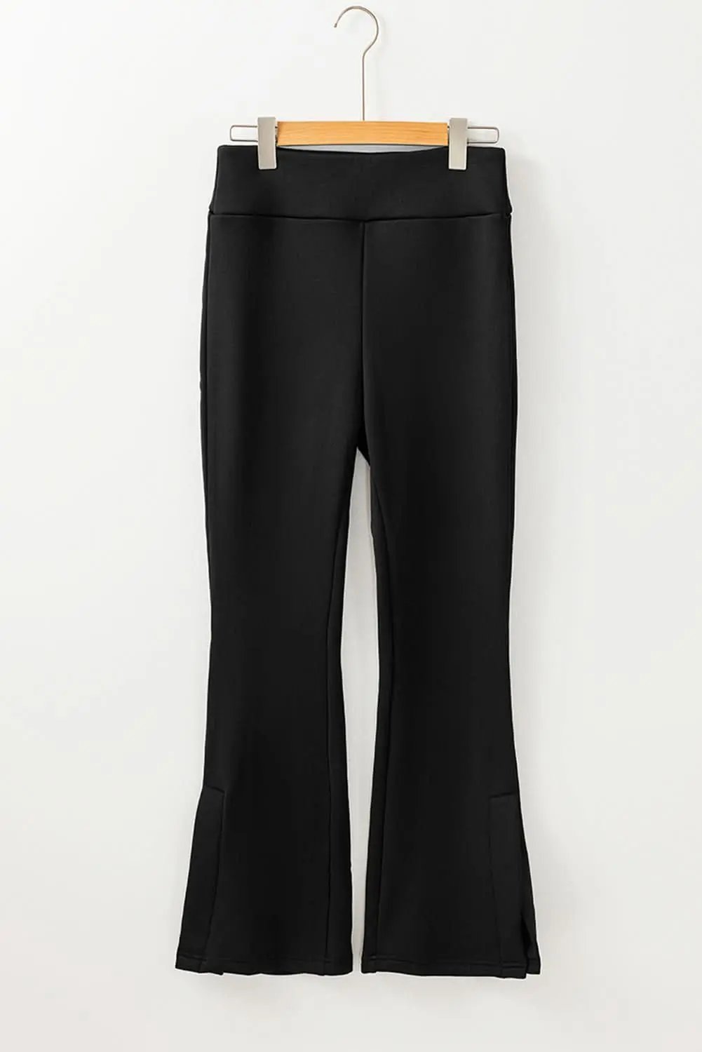 Love Salve Black Thermal Flare Pants Women's Cozy Winter Casual + Fleece Lined