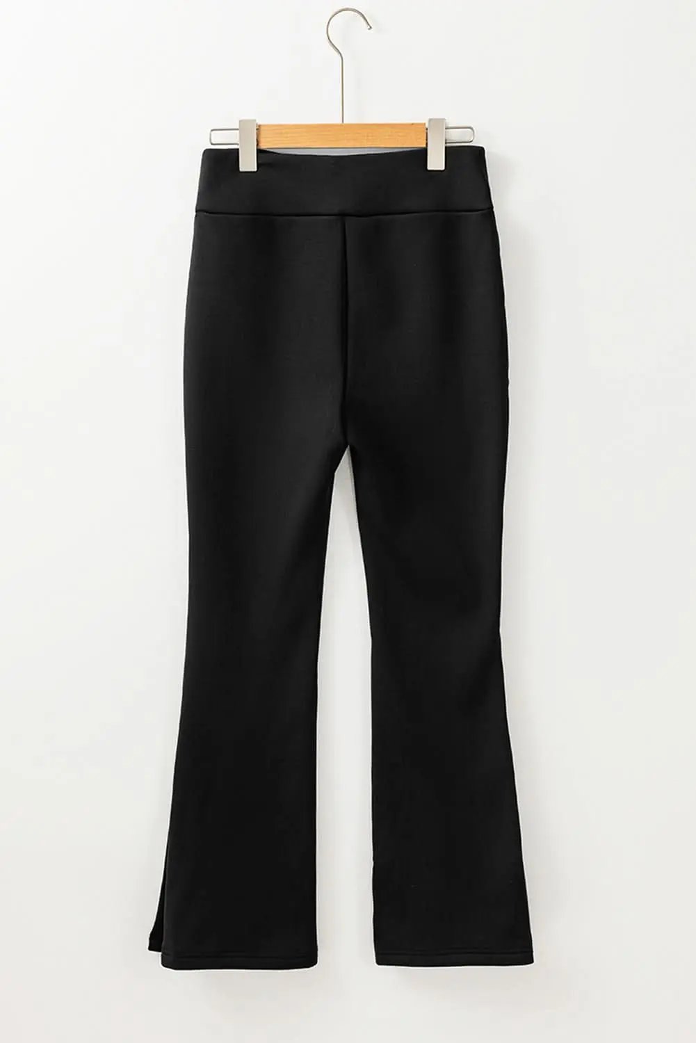 Love Salve Black Thermal Flare Pants Women's Cozy Winter Casual + Fleece Lined