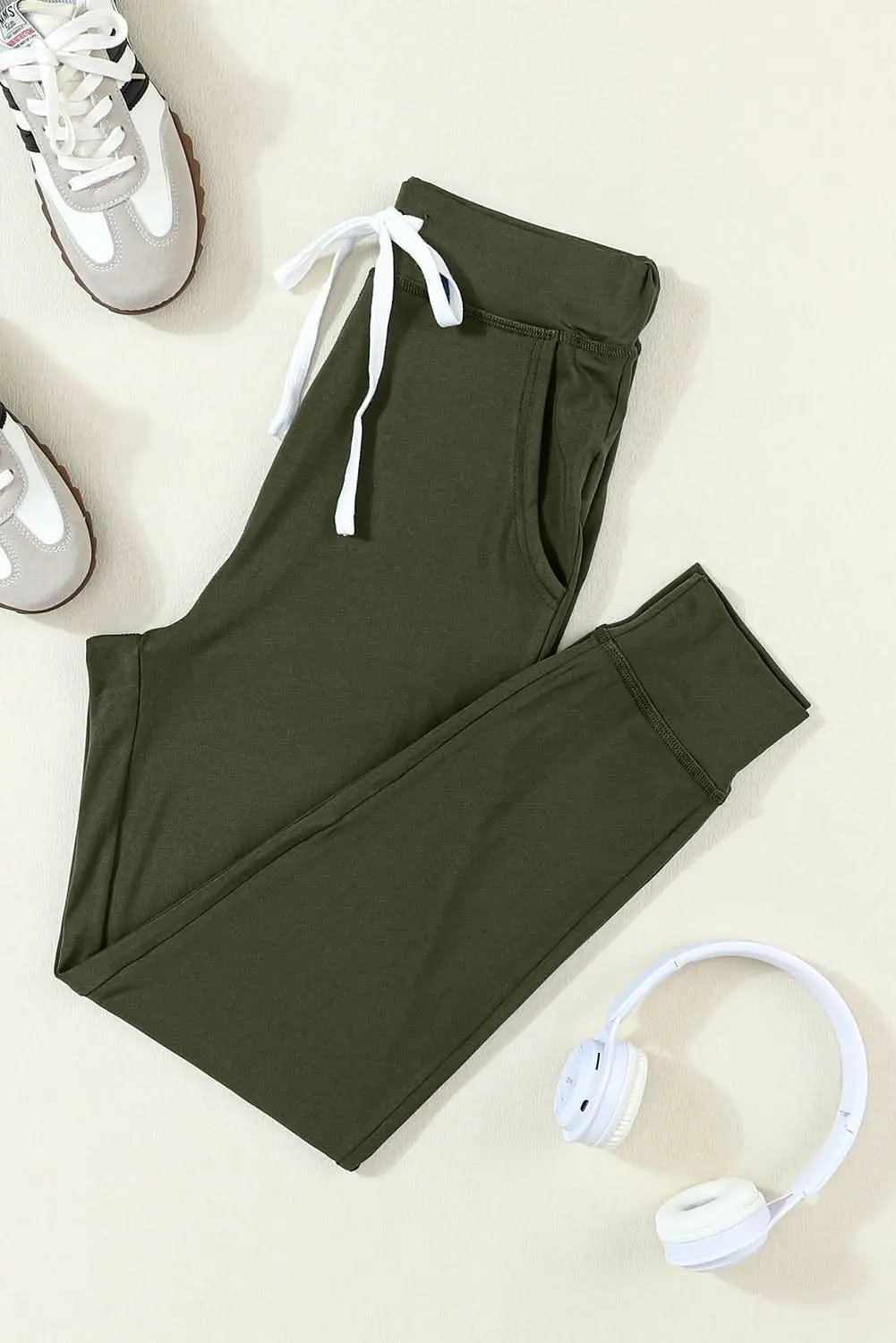 Love Salve Moss Green Joggers Daily Wear Women's Pants Comfy Pockets