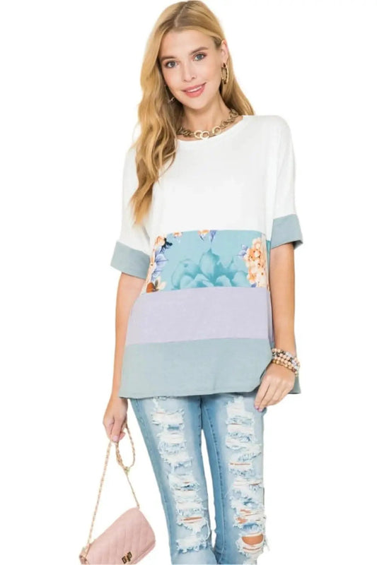 Women's Plus Size T-Shirt T-Shirt - Color Block Plus Size - Soft & Comfy Casual Tee