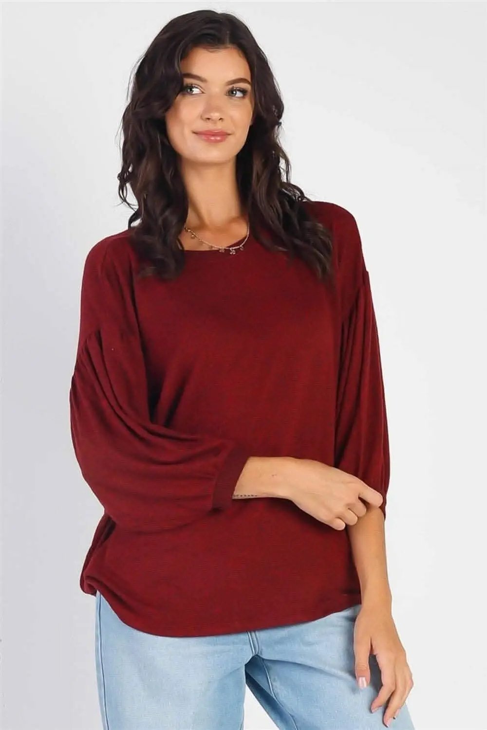 Love Salve Drop Shoulder Top Women's Casual Blouse Puff Sleeve Trendy