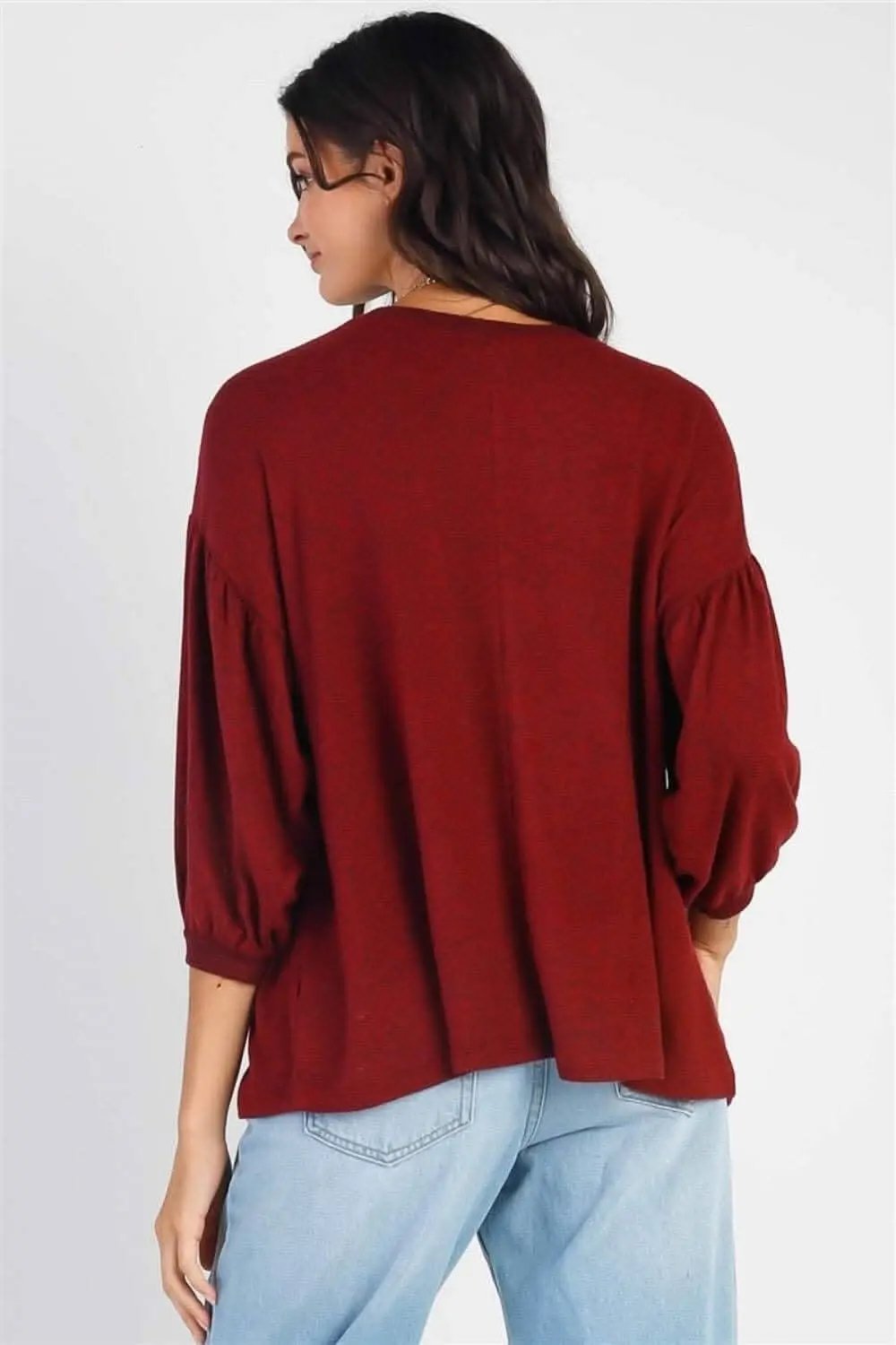 Accessories Love Salve Oatmeal Top Women's Casual Puff Sleeve Blouse Cute & Comfy