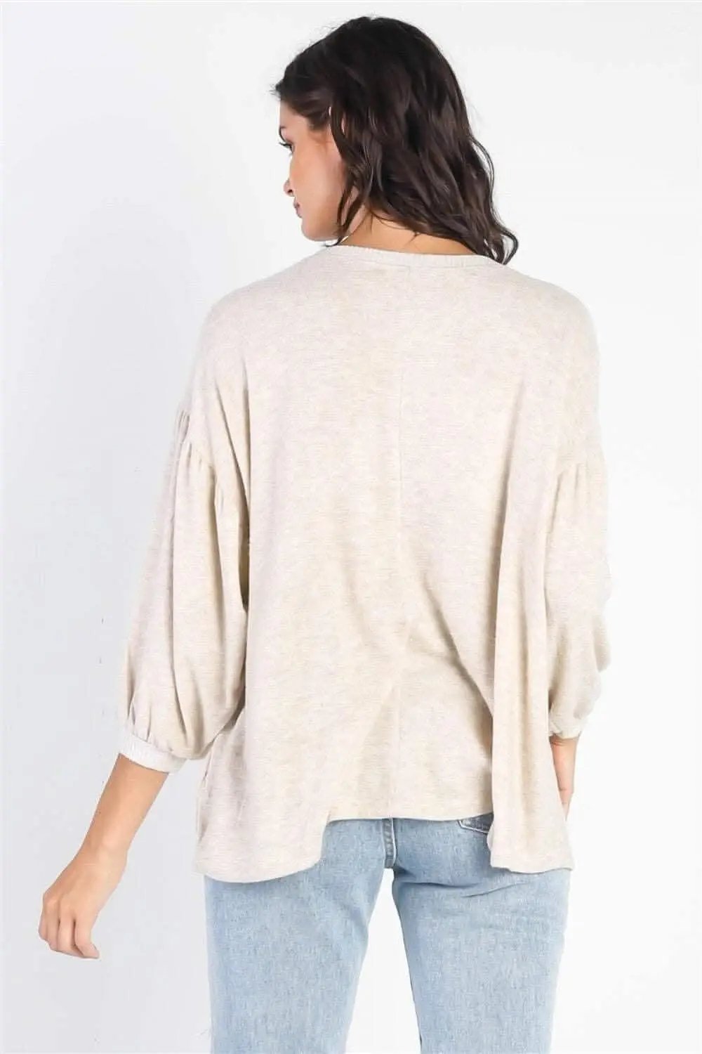 Accessories Love Salve Oatmeal Top Women's Casual Puff Sleeve Blouse Cute & Comfy