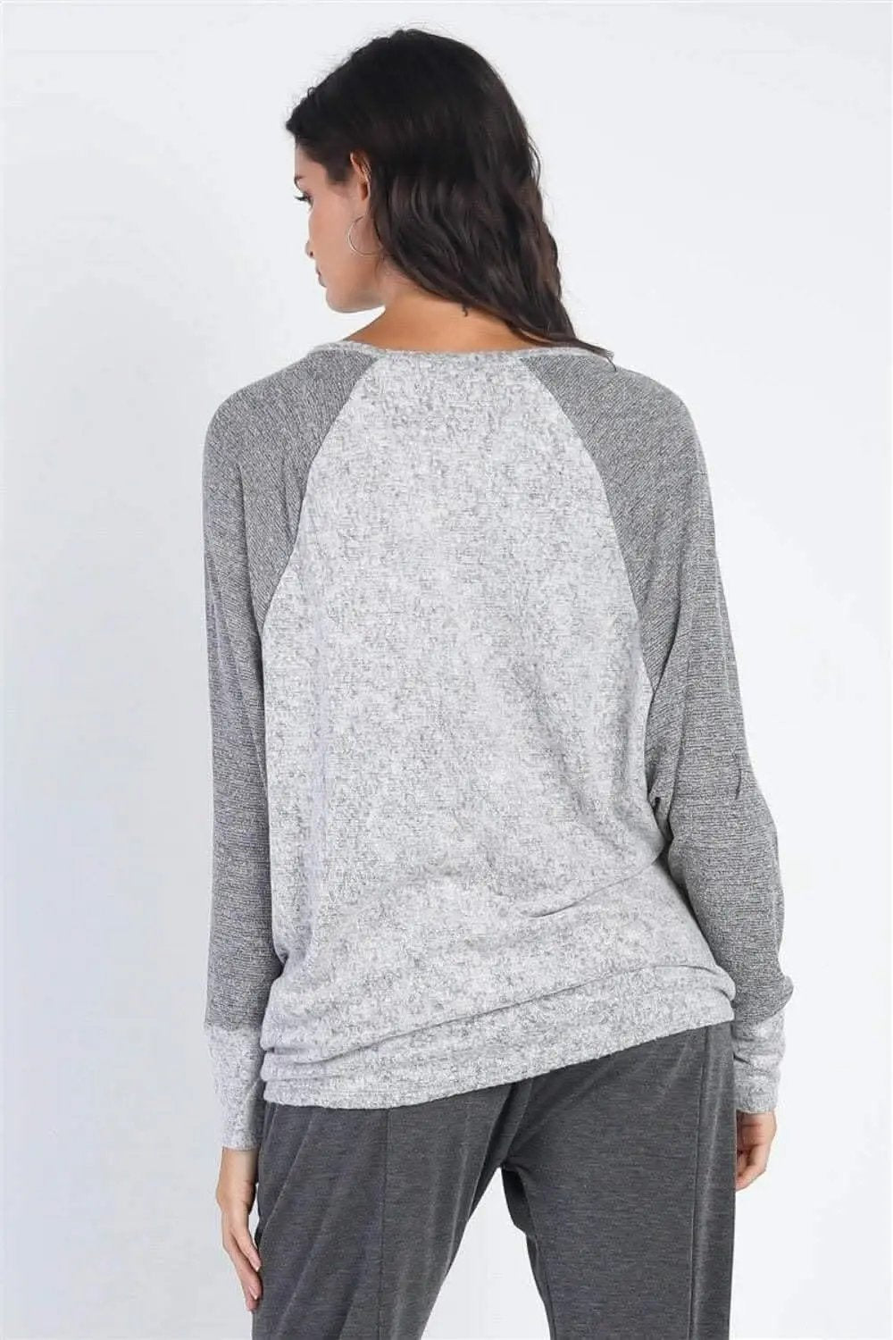 Pants Love Salve Taupe Contrast Women's Long Sleeve Top Casual Chic Tee