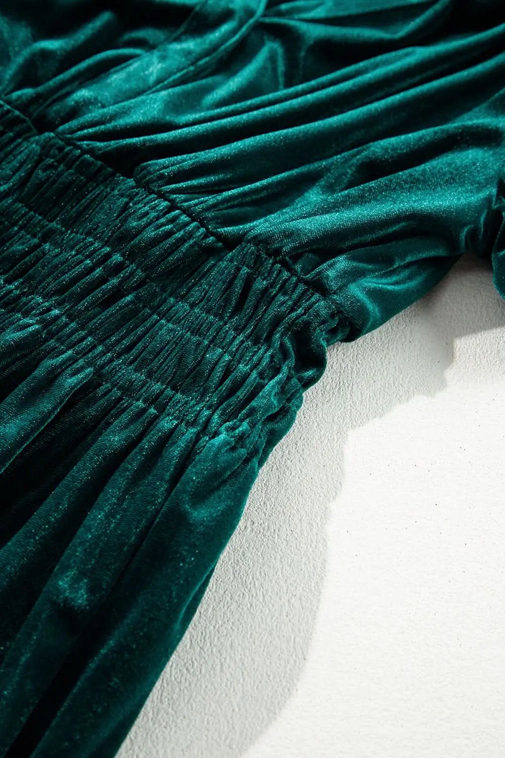 Dresses Love Salve Velvet Evergreen Dress Women's Boho Maxi Elegant V-Neck Tiered