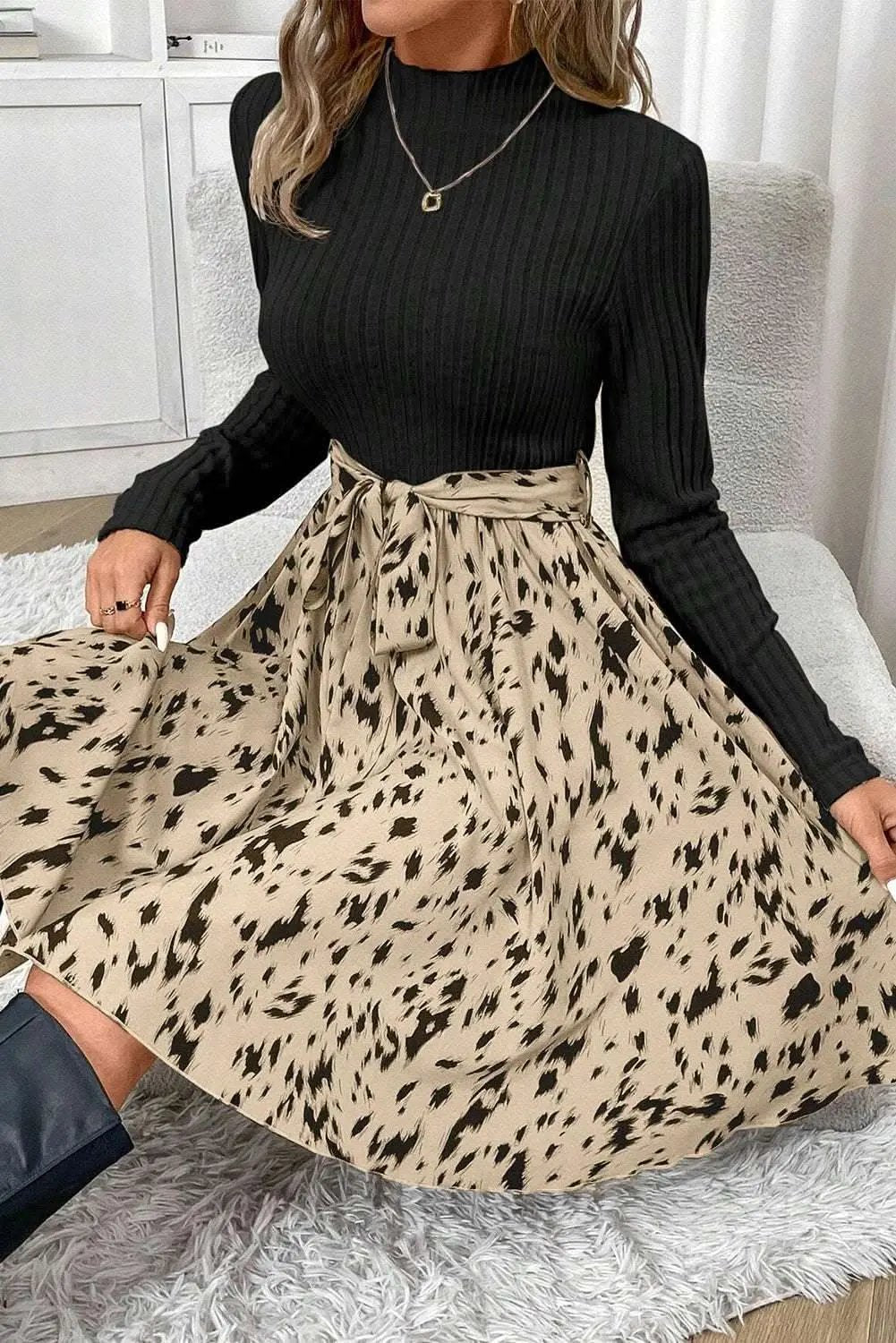 A-Line Dress - Belted Waist - Party & Date Night Chic