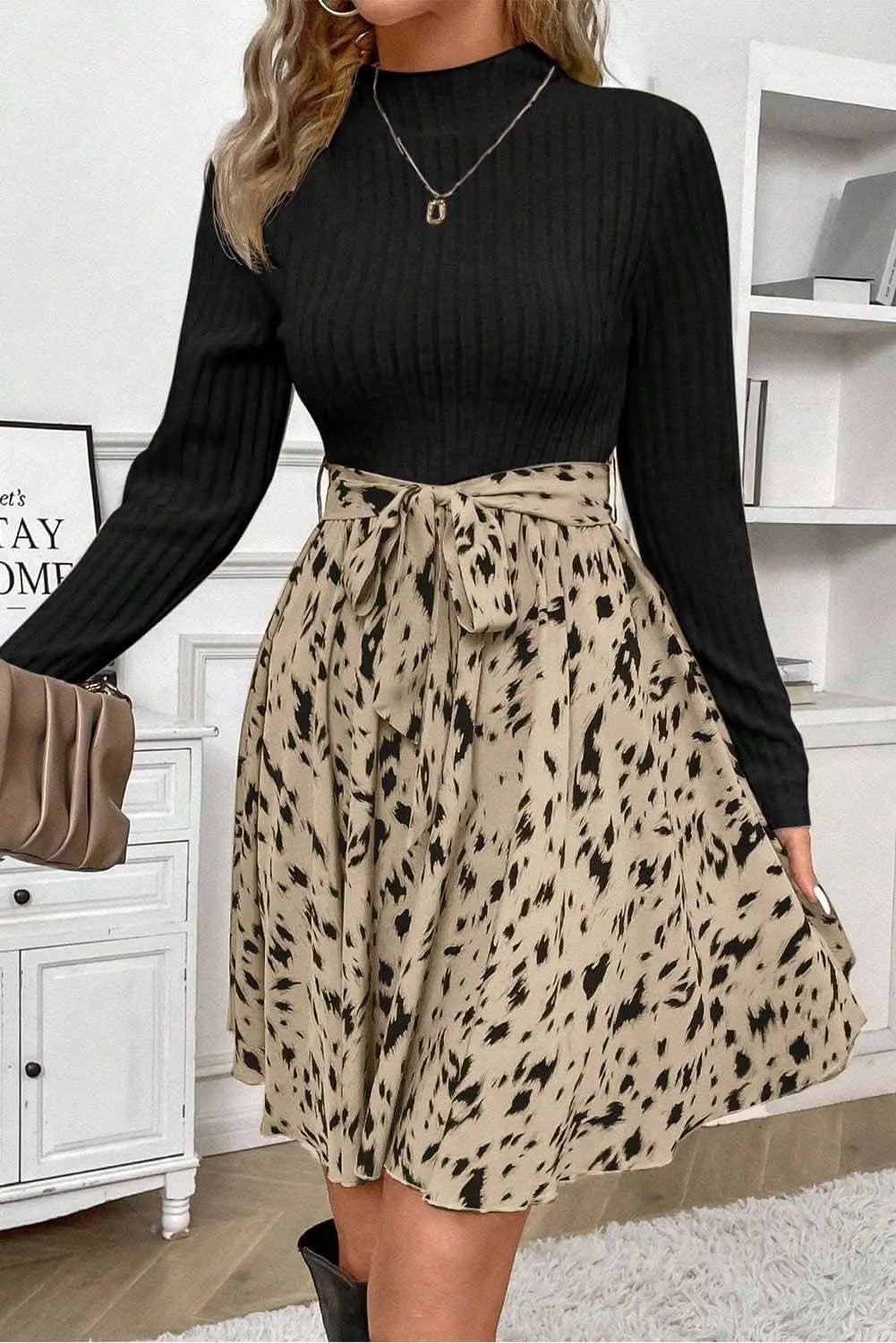 A-Line Dress - Belted Waist - Party & Date Night Chic
