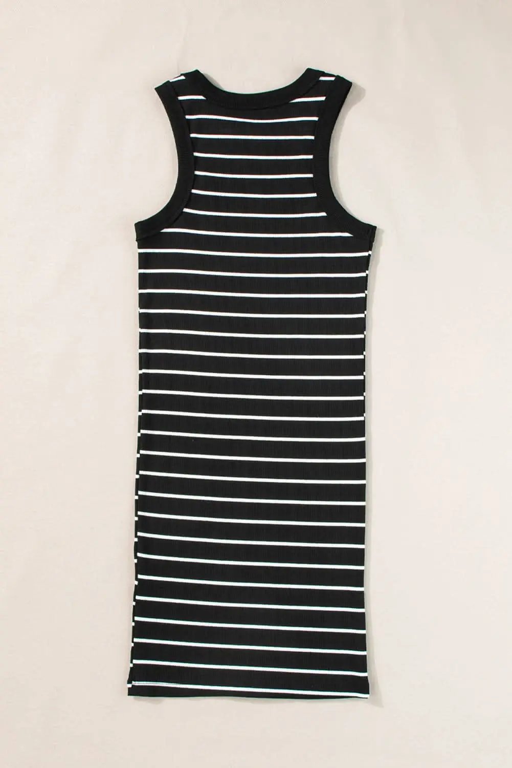T-Shirts Love Salve Black Stripe Ribbed Knit Tank Mini Dress