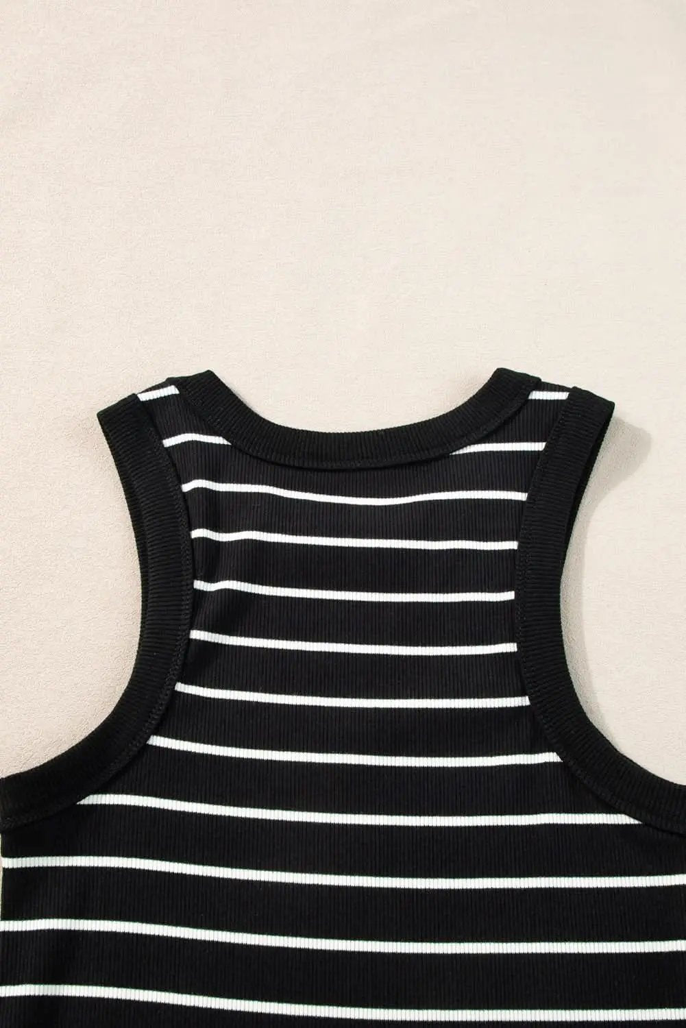 T-Shirts Love Salve Black Stripe Ribbed Knit Tank Mini Dress
