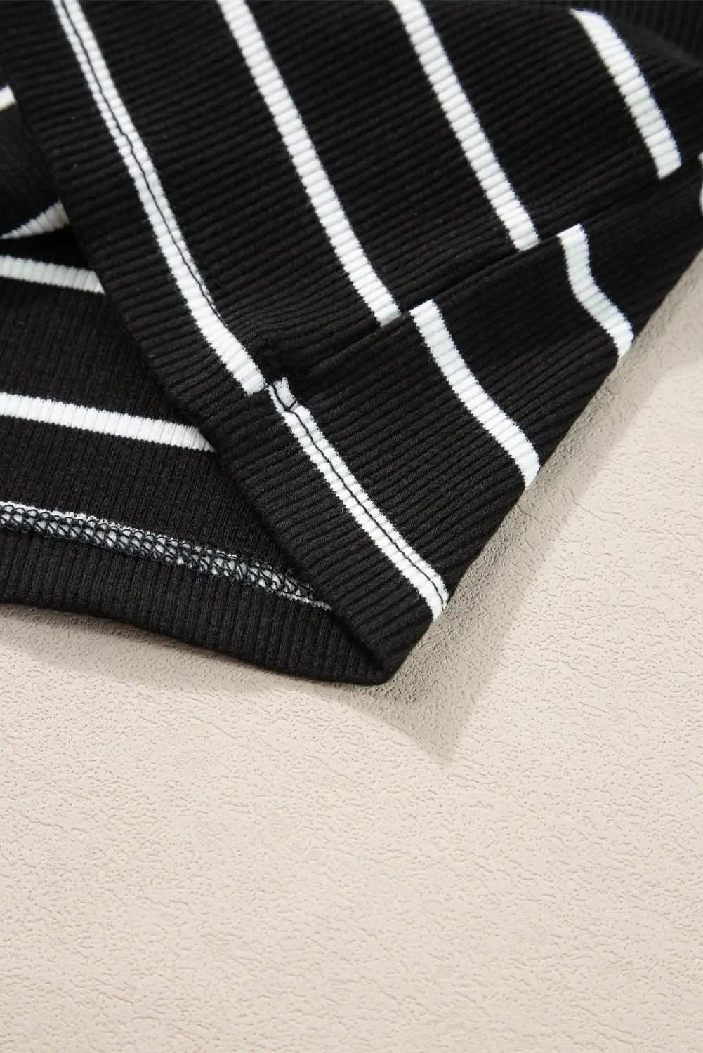 T-Shirts Love Salve Black Stripe Ribbed Knit Tank Mini Dress