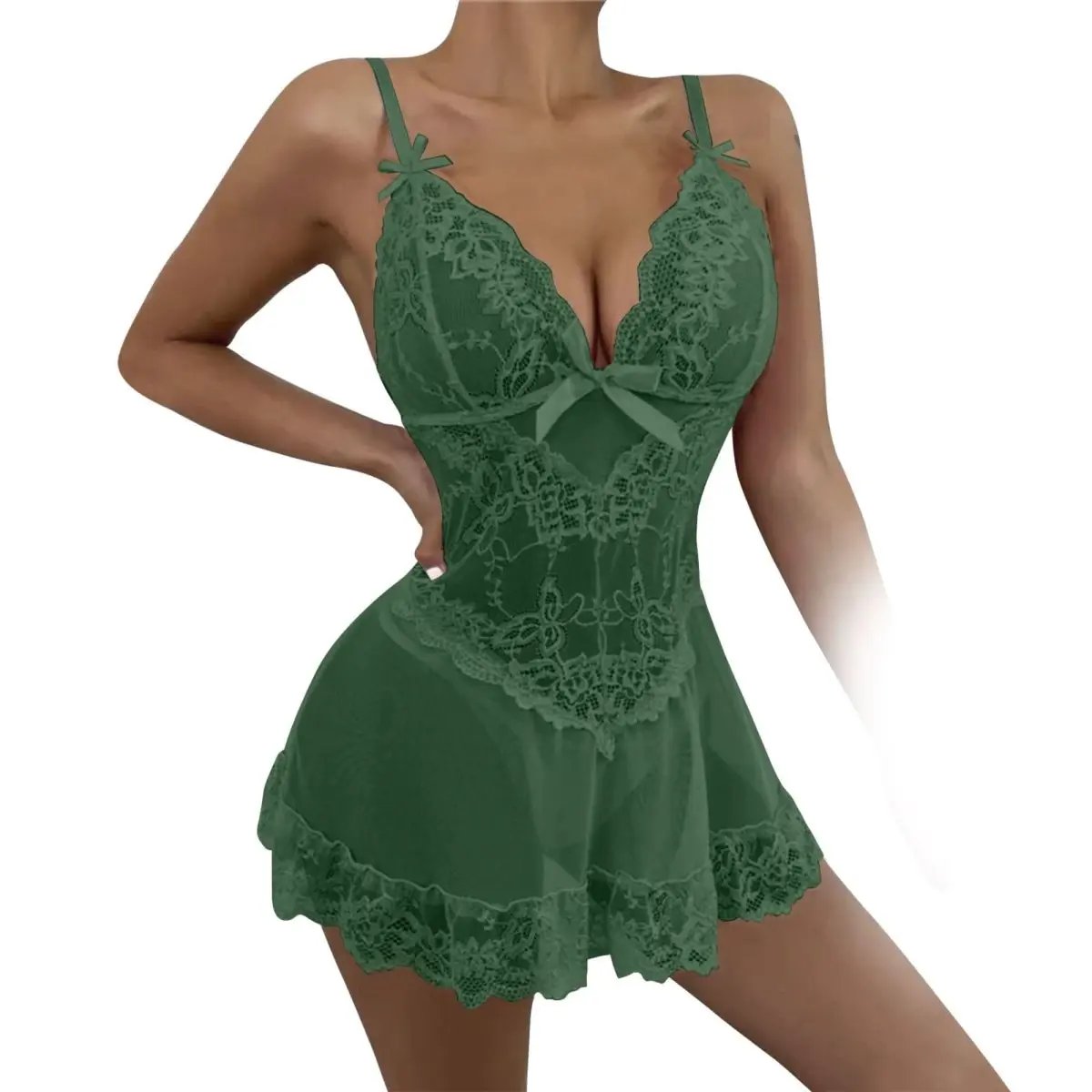 Dresses Love Salve Lingerie Lace Nightgown Dress – Babydoll Sleeveless See Through Sleepwear