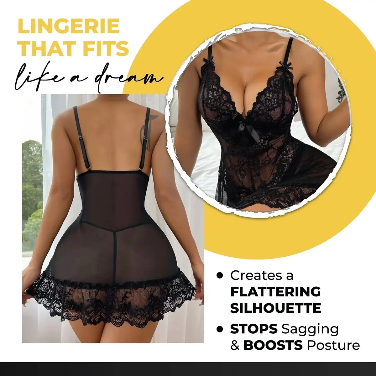 Dresses Love Salve Lingerie Lace Nightgown Dress – Babydoll Sleeveless See Through Sleepwear