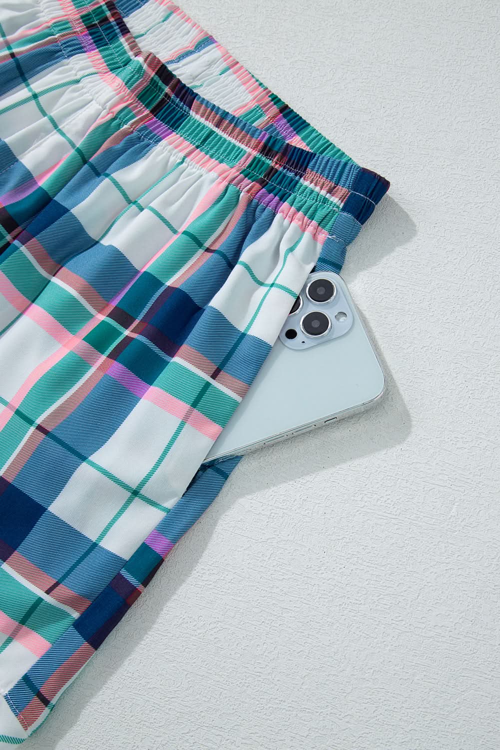 Love Salve Blue Plaid Pajama Set — Soft Loungewear for Women
