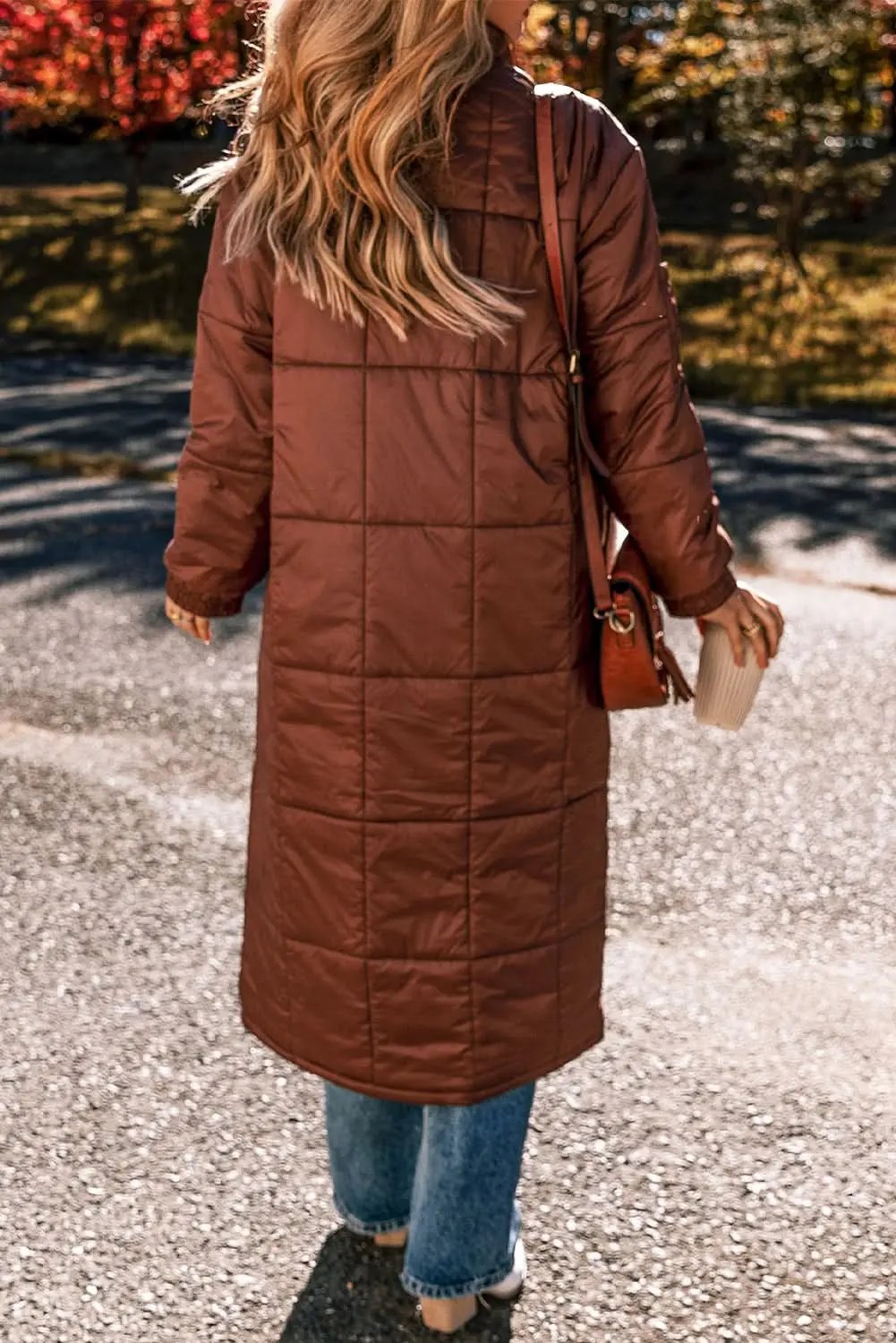 Jackets Love Salve Cozy coffee quilted puffer coat