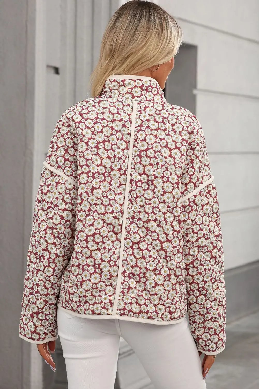 Jackets Love Salve Chic pink floral coat with pockets