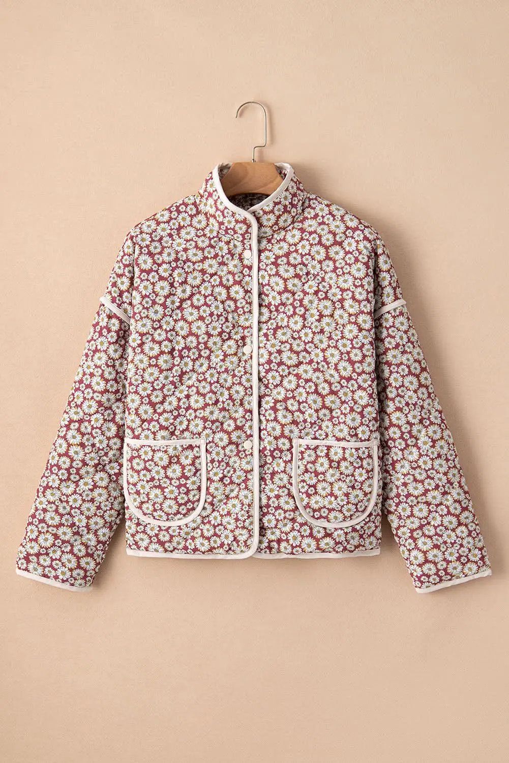 Jackets Love Salve Chic pink floral coat with pockets