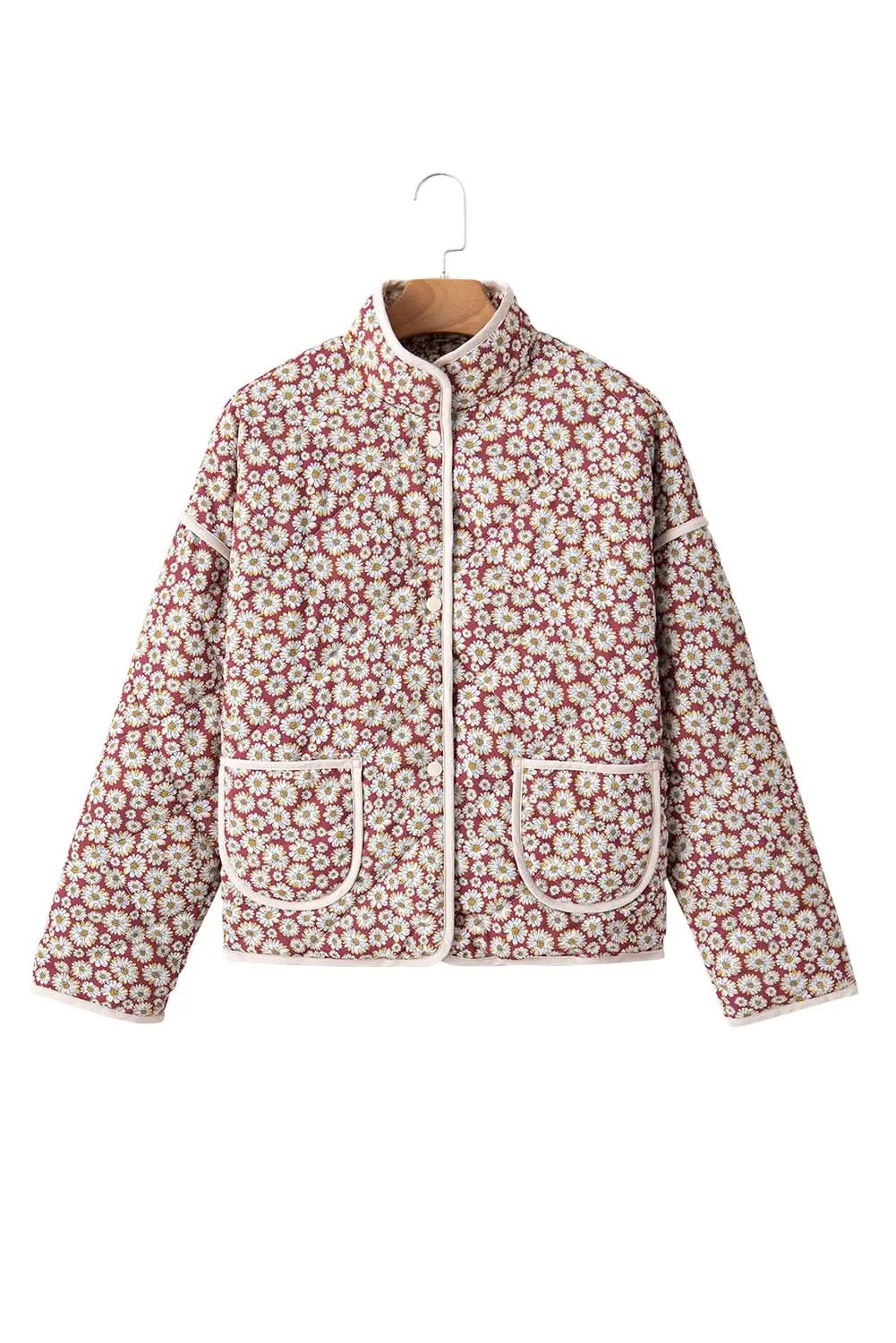 Jackets Love Salve Chic pink floral coat with pockets