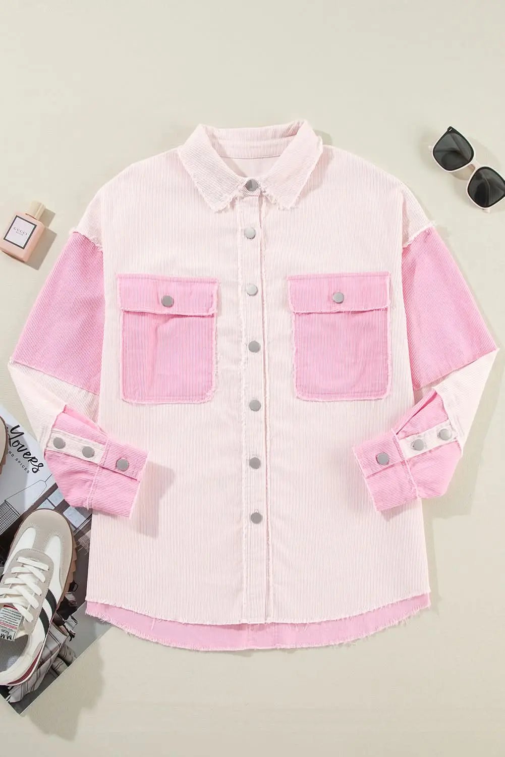 Outerwear/Jackets Love Salve Delicacy two-tone corduroy shacket